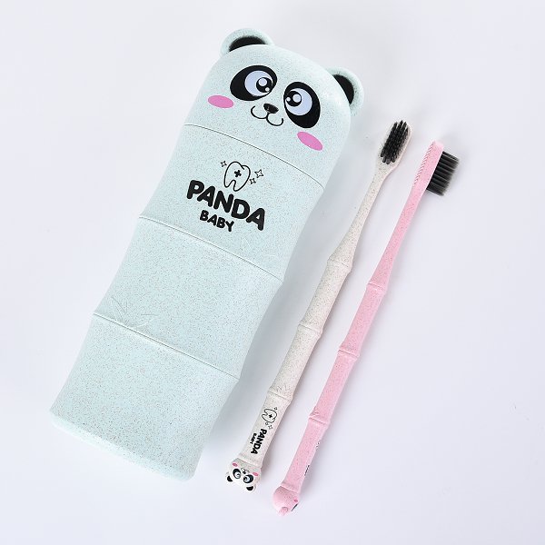 環保小麥熊貓造型旅行牙刷組_1