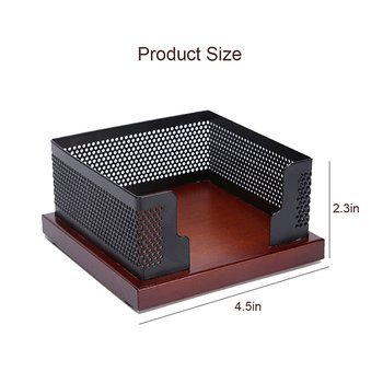 木製底座黑色網格便條紙收納盒_1