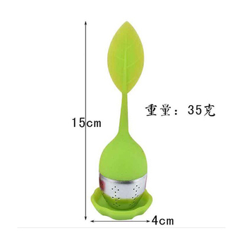 綠葉造型矽膠濾茶器-附小托盤_2