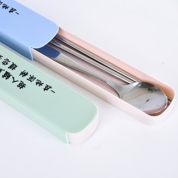 不鏽鋼餐具2件組-筷.匙-附滑蓋塑膠收納盒-預算1萬元內_2