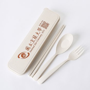 小麥桔梗餐具3件組-筷.叉.匙-附小麥收納盒-學校專區-國立宜蘭大學(同73AA-0001)_0