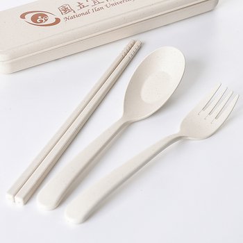 小麥桔梗餐具3件組-筷.叉.匙-附小麥收納盒-學校專區-國立宜蘭大學(同73AA-0001)_2