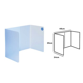 防疫隔板-半透明藍攜帶式用餐隔板-尺寸長48x寬24x高35cm-防疫新生活(現貨)_0