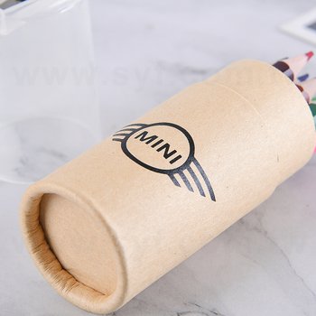 12色短色鉛筆-牛皮紙圓筒+削鉛筆器透明蓋_5