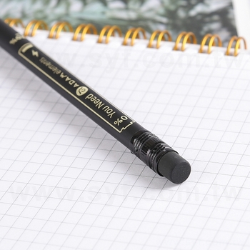 黑木鉛筆單色印刷-消光黑筆桿附橡皮擦頭-採購批發製作贈品筆_2