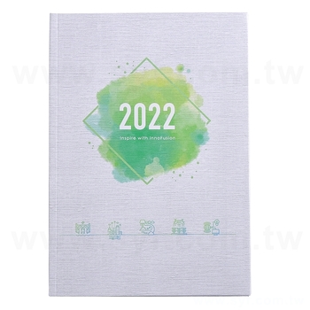 筆記本-尺寸25K軟皮精裝-封面350P銅板紙單面彩色上霧膜+內頁米道林-客製化記事本_5