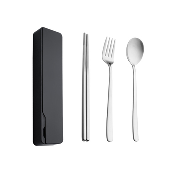 304不鏽鋼餐具3件組-筷.叉.匙-附滑蓋PP塑膠收納盒-掛勾設計_2