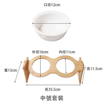 陶瓷貓碗-竹木架寵物雙碗_5