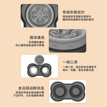 不鏽鋼狗慢食碗-硅膠底座寵物雙碗_2