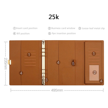 A5三折式 PU皮工商日誌-6孔手帳活頁筆記本_9