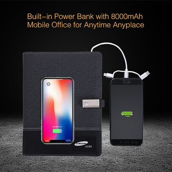 A5 PU皮6孔活頁工商日誌-無線充電.USB.書寫燈功能_1