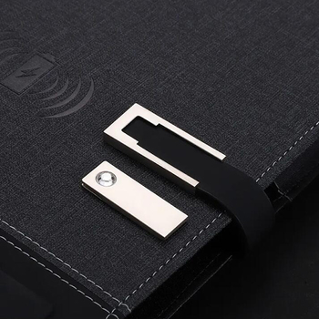 A5 PU皮6孔活頁工商日誌-無線充電.USB.書寫燈功能_3