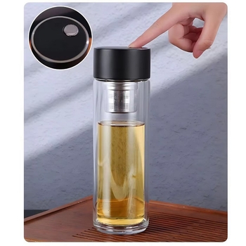 300ml/400ml 磁性雙層高硼矽玻璃水杯分離茶水瓶禮品批發_5