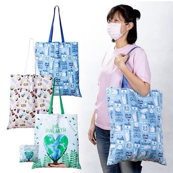 環保rPET折疊購物袋-全彩昇華連身收納 小口袋_2