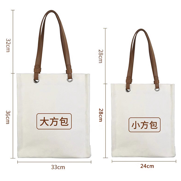 皮革提把加厚帆布袋_6