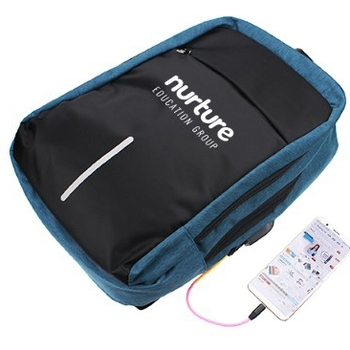 密碼鎖牛津布USB充電口商務雙肩背包_3