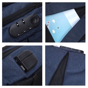 牛津布密碼鎖旅行後背包-USB充電口_4
