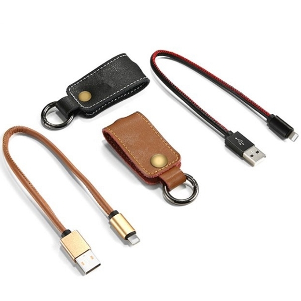 伸縮拉繩皮革鑰匙圈充電線_4