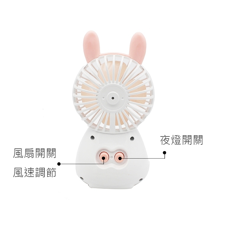 兔子造型手機支架夜燈風扇_3
