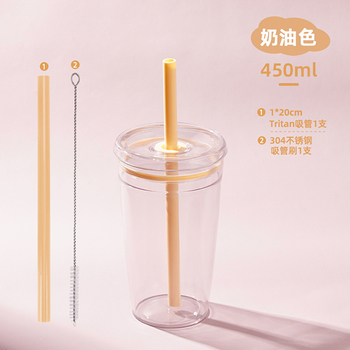 450ml/590ml單層Tritan吸管杯-多色糖果吸管水杯_6