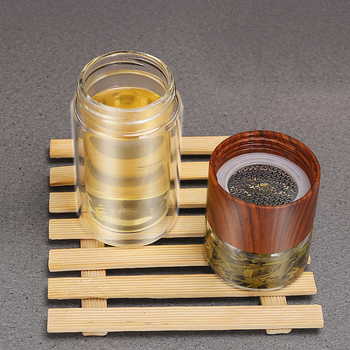 250ml木蓋雙層玻璃 | 茶水分離杯(客製化印刷LOGO)_6