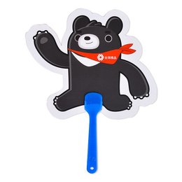 造型扇-黑熊造型小扇子450P銅西卡雙彩雙霧-塑膠手把彩色客製化印刷
