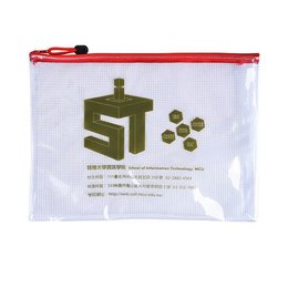 單層拉鍊袋-PVC網格拉鍊材質W34xH24cm-一面網格一面透明PVC印刷