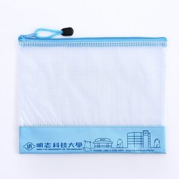 單層拉鍊袋-牛津布加PVC網格W24xH18cm-雙色單面印刷-可印刷logo