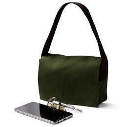 色帆布書包-小型手提書包/拉鍊夾層+染軍綠色-單面單色印刷