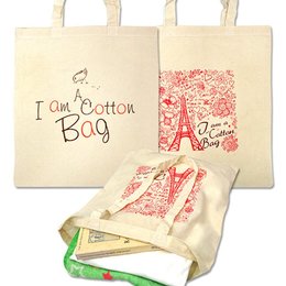 肩揹環保袋-本白棉布-單面單色印刷購物袋