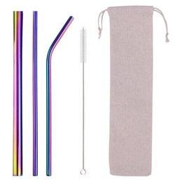 不鏽鋼彩色吸管-4件組吸管組-絨布袋-304不鏽鋼彩色