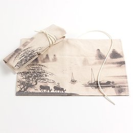 捲式餐具袋-本白帆胚布-單面彩色印刷