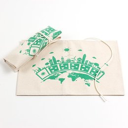 捲式餐具袋-本白帆胚布-單面單色印刷