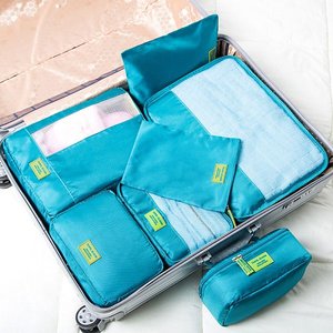 420D聚酯纖維旅行收納包-7件組-拉鍊式防水袋
