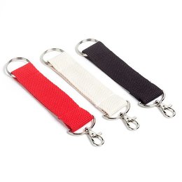 編織帶鑰匙圈-雙頭扣環W3xH12cm短編織帶/可選色-單面單色印刷