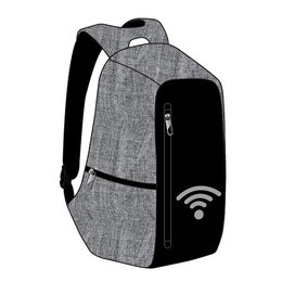 拉鍊後背包-聚酯纖維-RFID防盜+USB