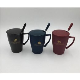 陶瓷把手咖啡杯-附蓋子湯匙-可客製化印刷LOGO