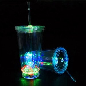 470ml塑膠吸管杯-LED發光吸管杯
