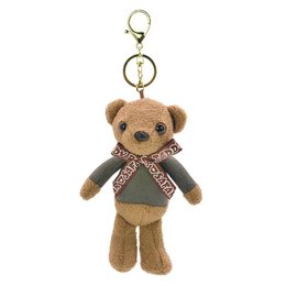 玩偶-16cm泰迪熊鑰匙圈-金屬鉤+四目鍊吊飾