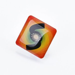 數位印刷+玻麗金屬徽章-蝴蝶帽胸章-正方形