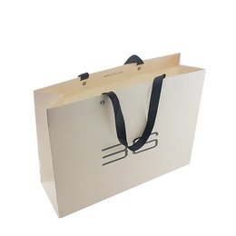 銅版紙袋-23x28x12cm-緞帶手提帶-單色單面印刷