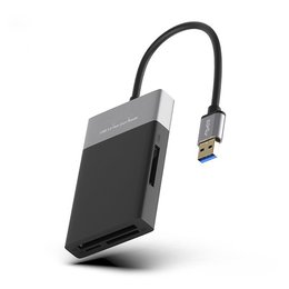 USB 3.0讀卡機-支援TF/CF/SD/XQD卡/2USB 3.0-ABS塑料 鋁合金