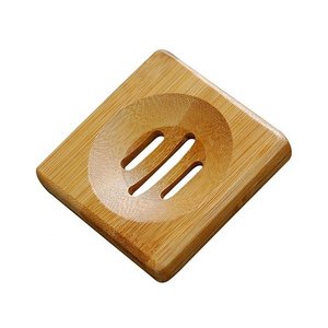 桌上型單層竹木肥皂盒-正方形