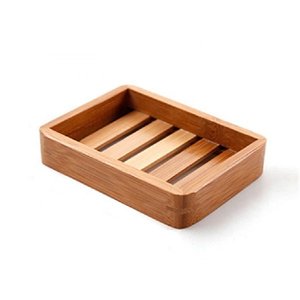桌上型單層竹木肥皂盒-長方形