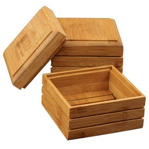 桌上型帶蓋款單層竹木肥皂盒-長方形