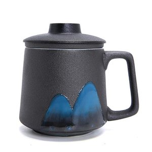 420ml日式陶瓷馬克杯-附蓋子/濾茶器
