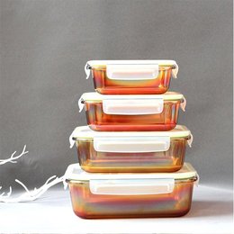 琥珀色玻璃保鮮餐盒 