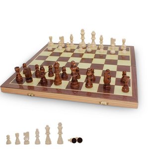 三合一可折疊收納木製西洋棋/象棋套組