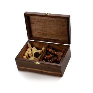 金屬扣木製西洋棋收納盒