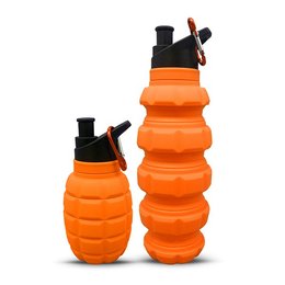 580ml手榴彈造型可摺疊水瓶-食品級有機矽膠水壺